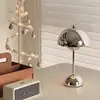 Lámpara de Mesa Decorativa de Plata Galvanizada Transfronteriza, Forma de Hongo, Capullo de Flor, Recargable, Táctil, Estilo Nórdico, para Hogar, Dormitorio, Mesita de Noche, Estudio