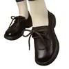 Zapatos Individuales Casuales de Color Sólido Retro Nuevos para Primavera y Otoño con Cordones Delanteros, Mocasines de Moda y Versátiles para Mujer