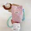 Bolso bandolera pequeño a cuadros estilo coreano para teléfono móvil, minibolso de hombro, bolso bandolera pequeño ligero dulce y moderno para niñas