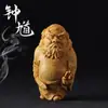 Abanico de Ciprés con Mango de Zhong Kui, Colgante Tallado en Madera Envejecida, Figura de Madera Maciza para la Riqueza y la Bendición, Adorno Artesanal