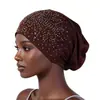 Sombrero de moda transpirable para mujer de primavera y verano con adornos de diamantes de imitación, gorro blanco para cubrir el cabello, sombrero base plisado casual