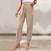 Amazon Europa y Estados Unidos verano más vendido color sólido básico textura pantalones bolsillo cordones cintura elástica leggings
