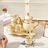 Juego de Tetera y Tazas de Cerámica de Alto Valor de Color Frío para Sala de Estar del Hogar, Simple, Creativo, Juego de Té