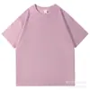 Camiseta de algodón puro de hombros caídos de 200 g, manga corta, unisex, top liso, estilo coreano, moderno y versátil, con bordado de logo, adecuada para uniformes escolares y ropa de trabajo.