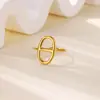 Anillo de Acero Inoxidable Estilo Geométrico Personalidad H Nariz de Cerdo Japonés Anillo Ins de Gama Alta Coreano Estilo Minimalista Venta Caliente Transfronteriza
