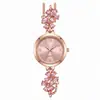 Nuevo Reloj Pulsera de Flores para Mujer, Estilo de Gama Alta de Nicho, Reloj de Cuarzo Ajustable Deslizante, Reloj Versátil para Estudiantes al por Mayor