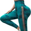 Nuevos Pantalones de Yoga Tie-Dye Laterales Huecos Transfronterizos Ajustados de Cadera Melocotón Cintura Alta Sin Costuras Fitness Deportes para Mujer