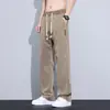 Calças Casuais de Tencel para Homem, Verão 2026, Finas, Largas, de Corte Reto, de Perna Larga, Calças Longas, Seda Gelada, Respiráveis, para Adolescentes