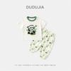 [Colección de Trajes de Pantalón Largo] Dudu Home Ropa de Verano de Dos Piezas para Niños y Niñas, Camisa de Manga Corta de Verano para Niños