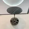 Mesa auxiliar de roca de lujo ligero, mesa de café pequeña, mesa de rincón para sala de estar, mesa redonda pequeña móvil simple y moderna para balcón, mesita de noche