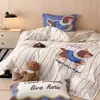 Contador sin conexión 60 algodón grueso lijado cuatro piezas algodón retro flores rotas francesas sábanas de cama otoño e invierno funda de edredón