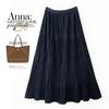 Falda de Terciopelo para Mujer Otoño e Invierno Cintura Alta Costura Fruncida Falda de Gran Oscilación Cintura Holgada de Longitud Media Falda Plisada en Forma de A A2485