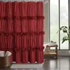 Cortina de Chuveiro Ruffled Pleated Retrô Transfronteiriça com Laço Feito à Mão, Cortina de Banheiro Impermeável para Banheira Sem Furos