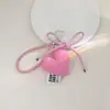 Llavero de Encaje Dulce y Fresco Estilo Coreano con Lazo, Colgante de Felpa de Cereza en Forma de Corazón, Adorno Colgante Estampado de Leopardo, Accesorio de Nicho