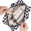 Bolsa de Cosméticos Portátil Impermeable Popular de Amazon, Neceser Cuadriculado de Gran Capacidad, Bolsa de Almacenamiento Multifuncional, Neceser