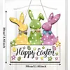 Transfronterizo 2025 Producto Nuevo Creativo Flores de Primavera Fiesta del Conejo Señal de Bienvenida para Puerta Principal Placa de Madera de Pascua