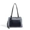 Bolsa Jeans de Grande Capacidade para o Dia a Dia de Mulheres, Nova Moda Verão Tendência Casual Bolsa de Ombro, Bolsa Tote Patchwork de Couro Genuíno