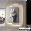 Pintura Decorativa para Vestíbulo Pintura de Pared Abstracta Geométrica de Alta Gama Pintura para Pared de Sala de Estar Minimalista Pasillo de Entrada Frente Directo a la Puerta Lámpara de Pared para Pasillo