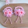Primavera e Verão para Meninas Cor Fresca Corrente de Contas Bola Gaze de Neve Anel de Cabelo Intestino Delgado Bonito Bola Cabeça de Flor Borla de Flor Corda de Cabelo