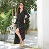 Vestido Vintage para la Hora del Té al Estilo Francés, Vestido Estampado Slim-Fit para Mujer, Vestido Envolvente Pg Dvf, Nuevo para Otoño y Primavera 2025