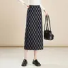 Saia midi reta xadrez da moda para mulheres, novo estilo outono e inverno 2026, cintura alta, modeladora, fashion, que rejuvenesce, saia justa