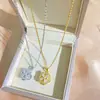 Nuevo Collar Giratorio de Trébol de Cuatro Hojas de Acero de Titanio para Mujer, Cadena de Clavícula de Moda Completamente Diamantada, Incrustación Exquisita de Circonita, Joyería Ultra Brillante