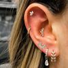 Pendientes de tachuela populares europeos y americanos para mujer, ojo de caballo, circonita, forma de corona, tornillo, clavo para el lóbulo de la oreja, comercio electrónico transfronterizo, pendientes populares