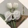 Super estilo de hada, malla, romántico, lazo de perlas artificiales, DIY, estilo suave y hermoso, accesorio para el cabello, pinza lateral, accesorio para ropa y bolso