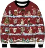 Moletom Redondo de Nova Moda Transfronteiriço, Caimento Solto, Primavera e Outono, Cotidiano, Rena de Natal Estampada em 3D, Casual Esportivo, Fonte Direta