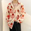Camisa floral de manga larga para hombre y mujer, adecuada para primavera, otoño y verano, con un toque de alta gama, estilo coreano, moderna, genial, nicho, estilo Hong Kong, chaqueta camisa vintage