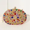 Bolso de Mano Transfronterizo Nuevo Estilo Europeo y Americano con Flor de Aleación y Adornos de Diamantes, Bolso de Mano de Noche Lujoso Incrustado de Diamantes para Bolsos de Mano de Banquete de Vestido de Socialité para Mujeres