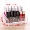 Estante Trapezoidal Transparente de Escritorio con 24 Compartimentos para Cosméticos Caja de Almacenamiento para Labiales Estante de Exhibición para el Hogar Estante de Almacenamiento para Cosméticos Organización