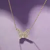 Novidade Colar Borboleta Cravejado de Diamantes Estilo Coreano Mori Fashion Borboleta Totalmente Cravejada Corrente da Clavícula Luxo Leve Colar Borboleta Microcravejado de Zircônia