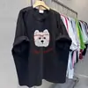 Camiseta unisex de manga curta com estampa de cachorro de desenho animado em seda de leite 2026 verão casual solta estilo coreano top