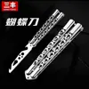 Cuchillo mariposa cuchillo de práctica para principiantes cuchillo de corte sin mantenimiento cuchillo plegable roto exterior defensa personal portátil todo acero hoja sin abrir