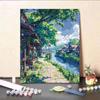 Pintura al óleo digital de verano DIY Paisaje rural Coloreado a mano Simple Paisaje para aliviar el estrés Pintura para sala de estar de pareja
