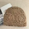 Gorro de Ganchillo Hecho a Mano de Punto Hueco para Otoño e Invierno para Mujeres con Circunferencia de Cabeza Grande, Cálido y a Prueba de Frío, Sombrero de Lana de Moda que Adelgaza la Cara