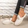 Mules con Borla y Punta Cerrada, Hechos de Piel de Venado, Zapatillas Casuales Planas y Cómodas para Mujer, Mules de Piel Genuina, Zapatos sin Cordones