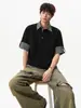 Camisa Polo Falsa de Duas Peças Estilo College Manga Curta Masculina e Feminina Verão Top de Meia Manga Solto Simples para Casal