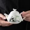 Juego de Té Personalizado de Porcelana de Jade Grasa de Cordero de Gama Alta con Imágenes y Muestras, Juego de Té Kung Fu para Oficina Caja de Regalo Regalo