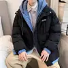 Jaqueta de algodão masculina falsa de duas peças 2026 marca da moda de inverno ins casaco de algodão com capuz solto roupa de inverno jaqueta de algodão retrô americana