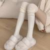 Meias femininas outono e inverno meias de cano curto alta qualidade branco acima do joelho meias design de costura meias felpudas meias para botas altas