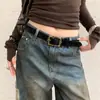 Hebilla de Flor de Gamuza Cinturón de Gamuza para Mujer 2025 Cinturón Marrón Retro con Falda de Jeans Accesorios para Cintura