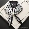 Nuevo pañuelo de seda largo pequeño vintage con hebilla de perla magnética para mujer, elegante y con estilo, bufanda de cuello con lazo, moderna y versátil