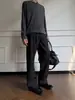 Calça solta de caimento elegante estilo "old money" para homens, design com cinto, calça casual reta solta, toque de luxo, cintura elástica, calça comprida, estilo para quatro estações