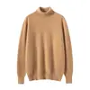 2025 Outono e Inverno Novos Tricôs 100% Caxemira Pura Tricô Feminino de Gola Alta Tricô Solto de Caxemira Top Roupa de Baixo
