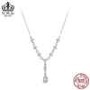 Aifuler S925 Plata de Ley Lujo 1 Quilate Moissanita Gota de Agua Collar Propuesta de Matrimonio Cadena Clavicular de Lujo Ligero para Mujer