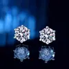 Pendientes Clásicos de Moissanita con Seis Garras Pendientes de Plata de Ley S925 Pendientes de Moissanita de Gama Alta Transfronterizos Europeos y Americanos Disponibles para Mujer