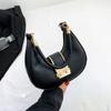 Bolso de hombro sencillo para mujer, estilo retro, para usar debajo del brazo, otoño 2023, nuevo diseño de nicho, color caramelo, bolso de media luna.