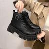 Primavera e Outono 2024 Novas Botas Martin Estilo Britânico All-match Fundo Grosso Elegante Emagrecimento Dedo Do Pé Redondo plus size Botas Curtas para Mulheres